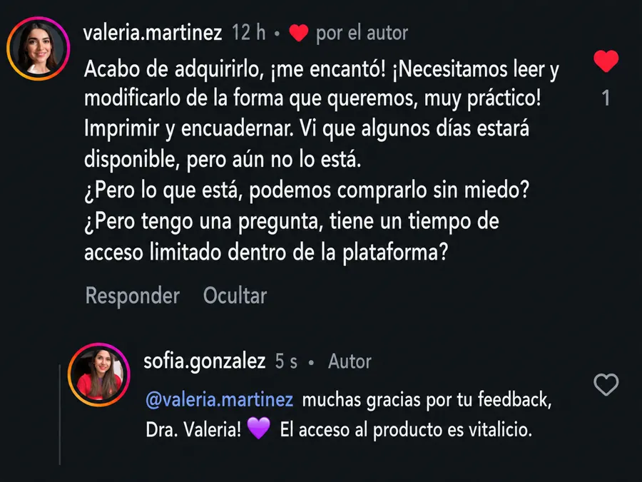 Consulta de una compradora y respuesta
